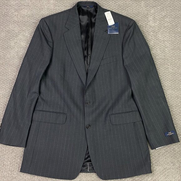 Brooks Brothers 346 Stretch 2 Piece Suit Mens 41L Pants 38 x 30.5 Gray Pinstripe - Picture 2 of 16